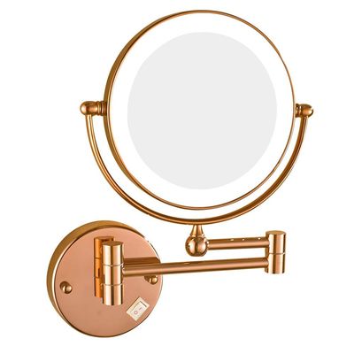 AMHIL Bathroom Wall Mounted Makeup Mirrors,8 Inch Double Sided Brass Magnifying Vanity Shaving Foldable Switch Electrical Plug (Color : Pink, Size : 3X)