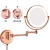 AMHIL Bathroom Wall Mounted Makeup Mirrors,8 Inch Double Sided Brass Magnifying Vanity Shaving Foldable Switch Electrical Plug (Color : Pink, Size : 3X) view 4