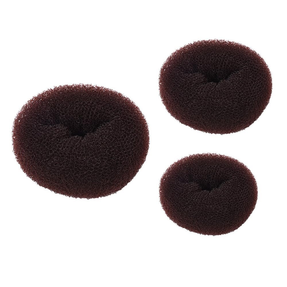 3 Pieces Hair Bun Maker Set, Ring Style Bun Maker Set Soft Hair Bun Shaper Set for Long Hair, Thin Hair, Thick Hair (Small + Medium + Large), Coffee
