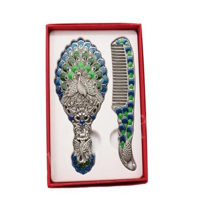 HXSCOO Peacock Design Peacock Cosmetic Mirror Comb Set Wedding Gifts Birthday Gifts (Color : Gray)