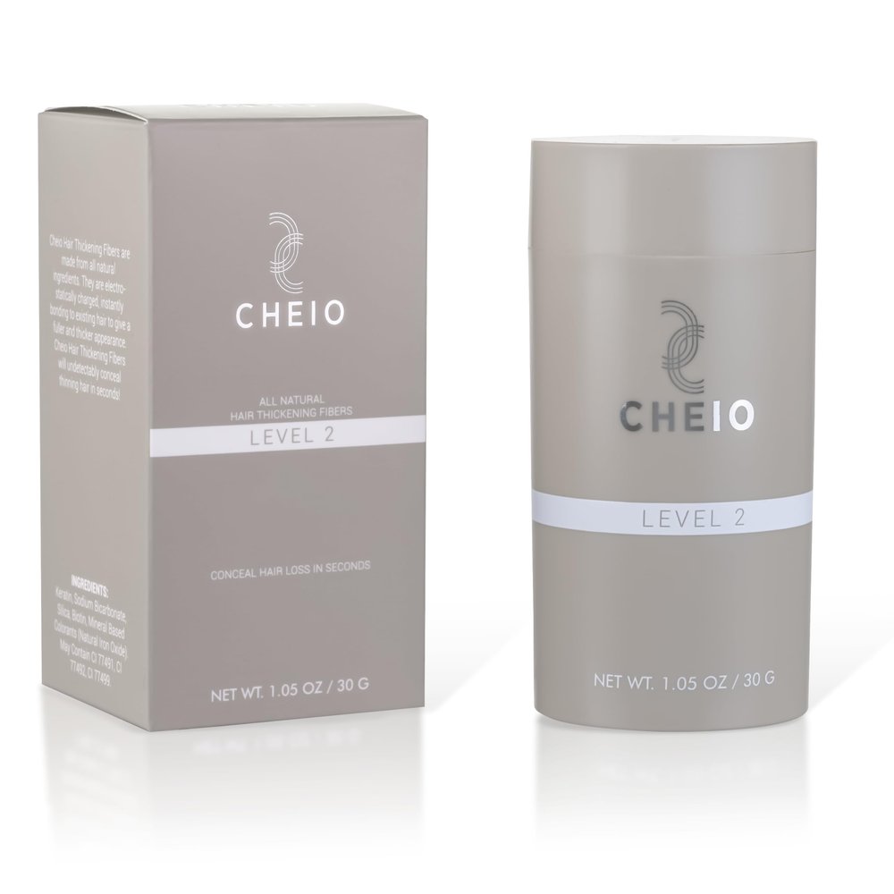 Cheio - Hair Thickening Fibers - 30g - Level 2 (Light Brown) - Keratin Fibers for Bald Spots & Thinning Hair for Men and Women - Covers Spots in Seconds - Quick Solution for Hair Loss
