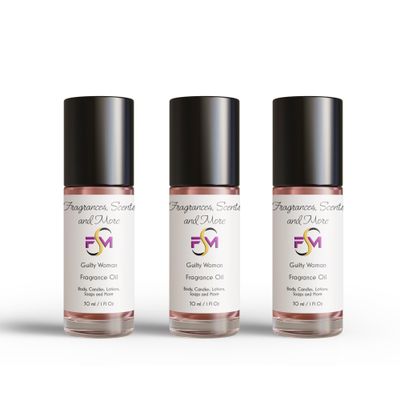 Guilty Woman Perfume/Body Oil - 3 Bottles 1 Fl Oz Glass Roll On (30ml)