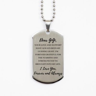 Dear Gigi, I'm Forever Grateful Silver Dog Tag, for Gigi, Valentines Birthday Gifts for Gigi, Mother's Day, Father's Day for Gigi