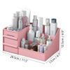 Makeup Organizer with Drawers,Large Capacity Countertop Organizer for Vanity,Bathroom and Bedroom Desk Cosmetics Organizer (Pink) view 2