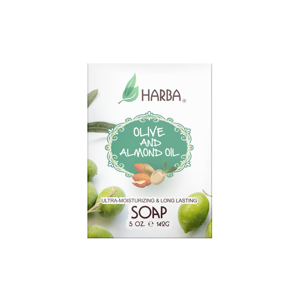 Harba Bath Soap, Ultra-Moisturizing & Long Lasting, Olive & Almond Oil, 5 OZ