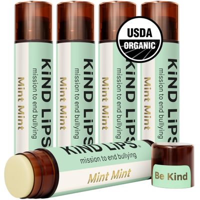 Kind Lips Organic Mint Mint Lip Balm 5-Pack  Extra Minty, Cooling Peppermint Lip Care for Dry, Chapped Lips  100% Natural, Clean, Gluten-Free, Grain-Free  Made in USA  Family Value chapstick Set