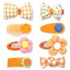 Bow Hair Clips for Girls - 8 Pack Orange Cute Toddler Hair Clips, Barrettes & Bows, Alligator Lined Snap Clips, Baby Girls Hair Accessories for Little Kids, Children & Teens view 1