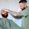 Barber Strong The Barber Cape Haircut Cover for Men, Hair Repelling and Static-Reducing Material, Flexible Elastic Neckband, Water Resistant Fabric, Oversized for Complete Coverage - Green Shield view 2