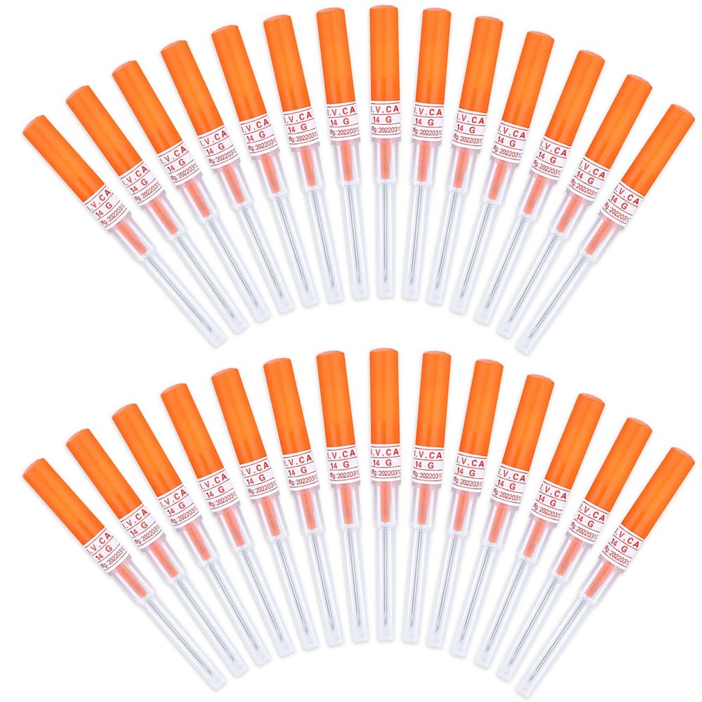 Beautidots 50Pcs Piercing Needles 14g 16g 18g 20g 22g IV Catheter Needles for Ear Nose Lip Tongue Belly Nipple Cartilage Piercings Disposable Stainless Steel Hollow Body Piercing Needles Tool