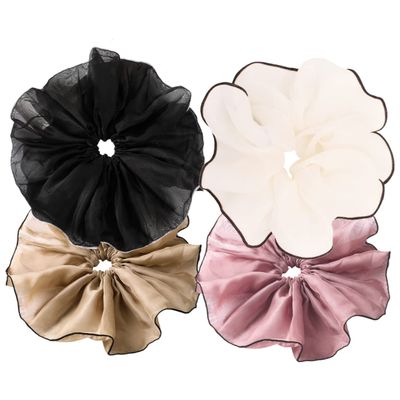 FRCOLOR 4pcs Extra Elastic Hair Scrunchies for Women Girls Stylish Ponytail Holders for Daily Wear Parties Special Occasions