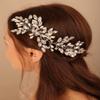 BERYUAN Purple Hair Comb with Teardrop Crystal Pearls and Silver Bridal Headband for Women Girls Wedding view 2