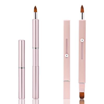 2 Pack Retractable Lip Brush, Double-Ended Lip Brush for Lipstick Lip Gloss Lip Liner Makeup Brushes Portable Travel Lipstick Brush Lip Balm Applicator with Cap
