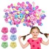 200 PCS Girl's Flower Hair Elastic Bands, Multicolor Mini Hair Bands Seamless Ponytail Holder Tiny Rubber Bands Hair Bobbles Toddler Hair Accessories for Girls view 1