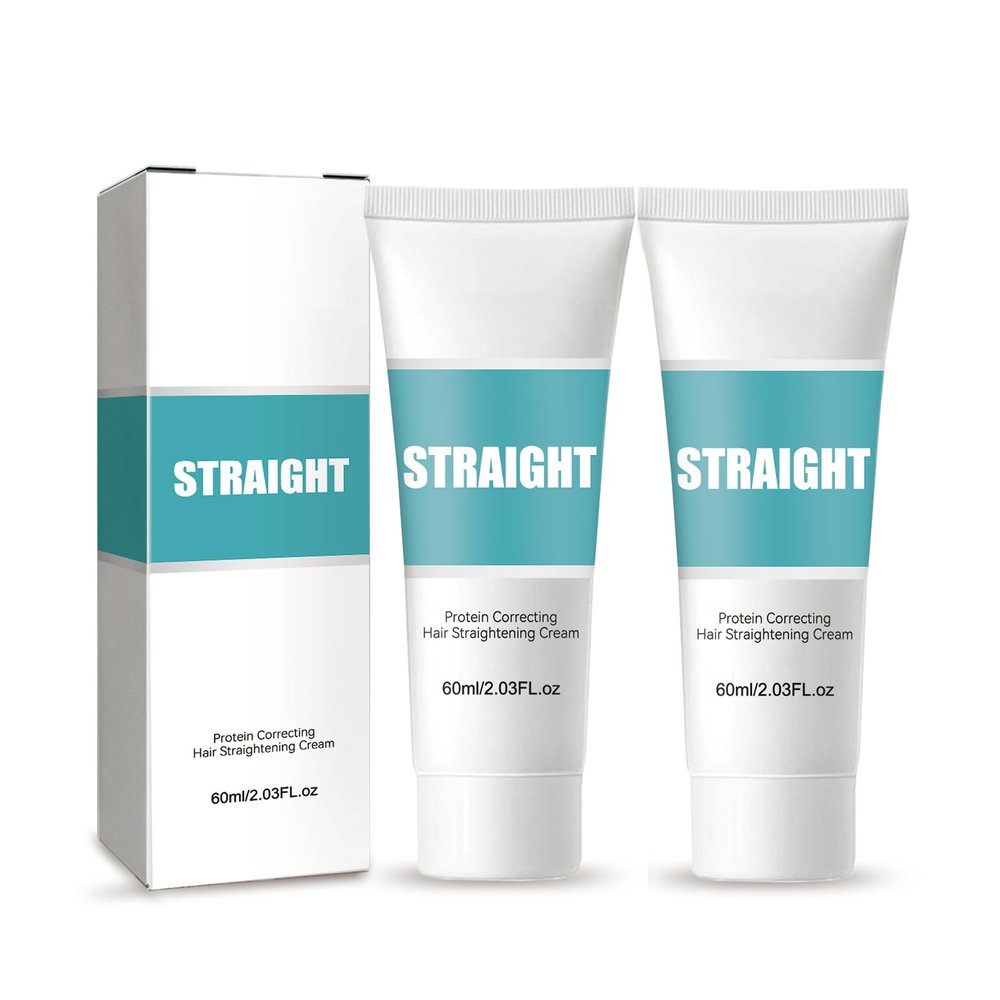 2PCS Silk & Gloss Protein Hair Straightening Cream for Curly Hair