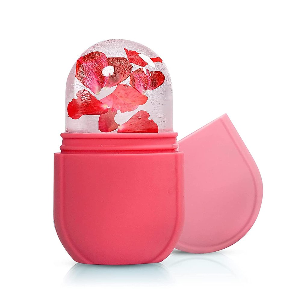 Avonex Ice Cube Face Roller, Eyes and Neck, Brighten Skin & Enhance Your Natural Glow, Reusable Facial Treatment, Ice Cube Roller to Tighten Skin & De-Puff The Eye Area, Mini and Cute Size (Pink)