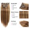 Clip in Hair Extensions Real Human Hair Blonde Balayage Straight Human Hair Extensions Clips in Medium Brown To Bleach Blonde Highlights 7 PCS,16INCH view 4