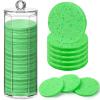 120 Pcs Compressed Facial Sponges Natural Face Exfoliator Disposable Face Sponges for Cleansing Round Soft Facial Scrubber Pads with Storage Container for Makeup Removal Travel (Green) view 1