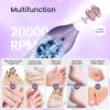 36-Piece DW2180 Professional Manicure Pedicure Kit,Electric Nail File Set with 12 Attachments,Cordless Electric Nail Drill Machine,Nail Grinder for Thick Toenail, Pedicure Tools for Feet Hand view 4