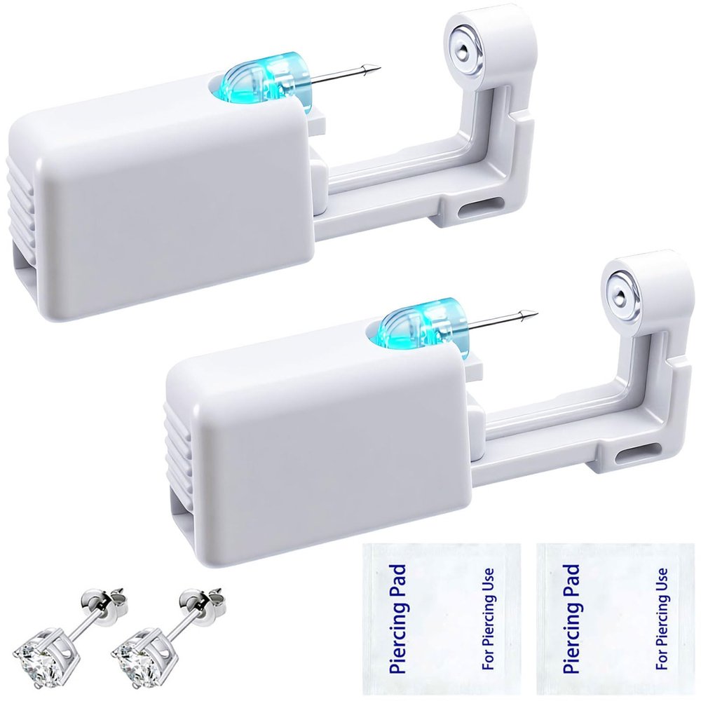 Ear Piercings Kits, Painless Ear Piercing Kits, Easy to Use Ear Piercing Gun Kits with 3mm 4mm 5mm Silver Piercing Earrings Studs (5mm)