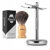 Perfecto Brown Shaver Brush + Chrome Stand Bundle view 1
