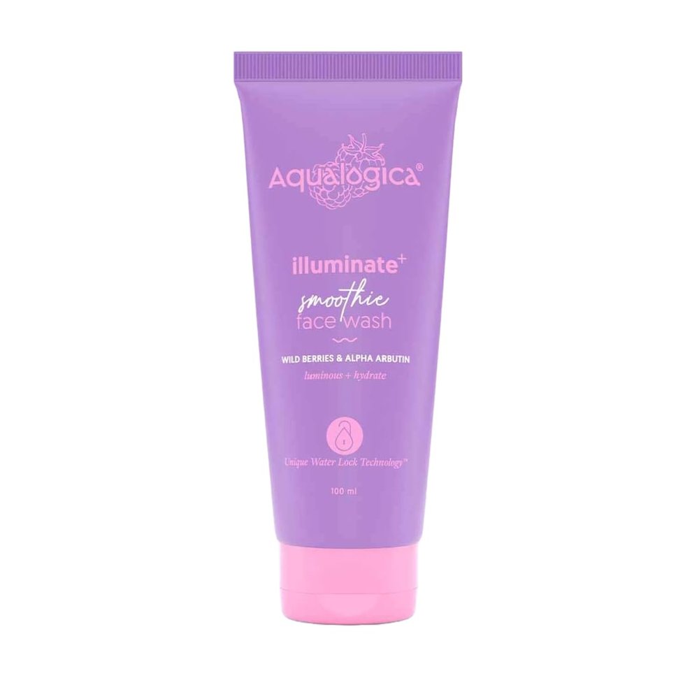 Aqualogica illuminate+ Smoothie Face Wash with Wild Berries & Alpha Arbutin for Gently Exfoliates & Hydrates Skin | For Combination & Dry Skin -100ml