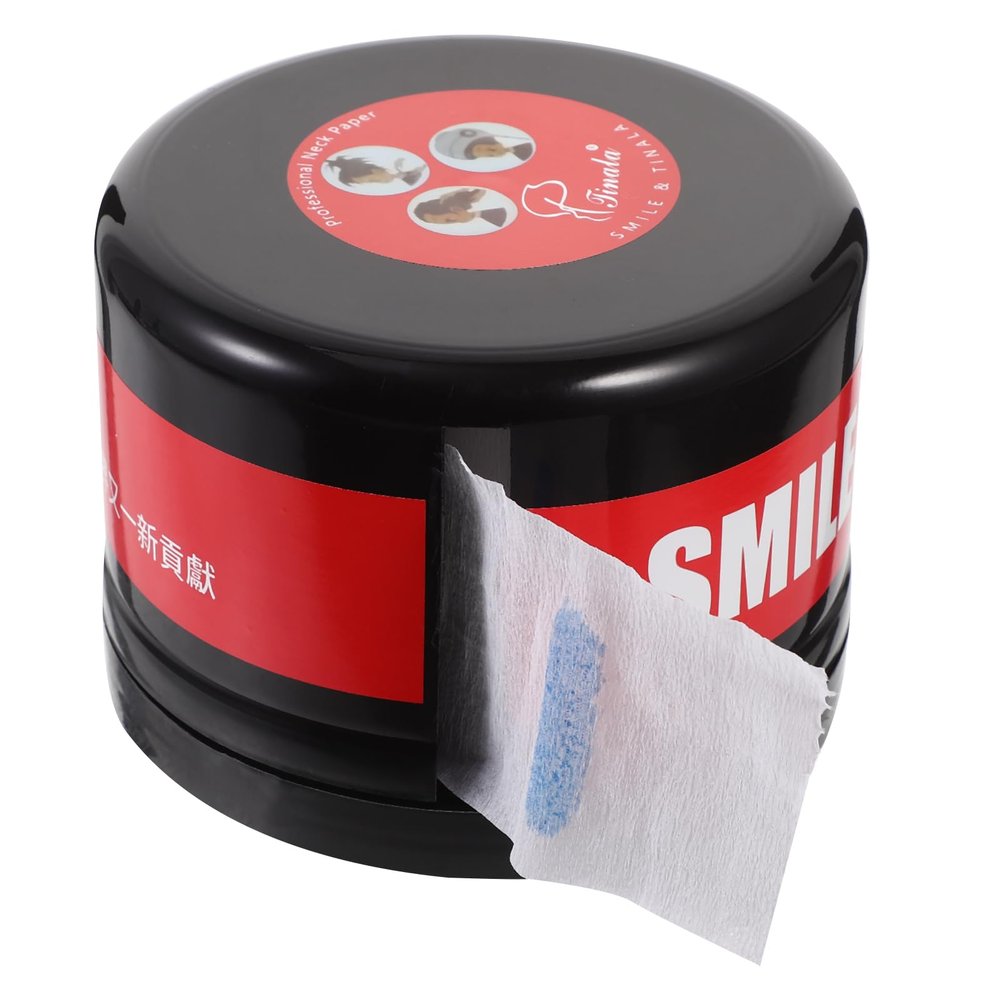 Barber Neck Strip Dispenser Box - Plastic and Paper Neck Roll Holder for Hair Cutting, Perming, and Styling - 5.11 X 5.11 X 3.74 Inches