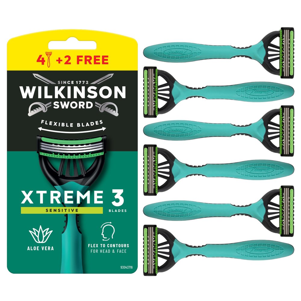Wilkinson Sword Xtreme 3 Sensitive Disposable Razor for Men 4+2