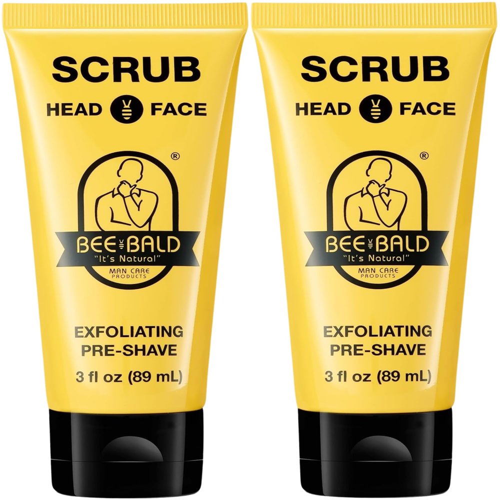 Bee Bald SCRUB Exfoliating Pre-Shave Provides a Deep Clean & removes pore clogging dirt, oil & dry, flaky skin. Prepares Your Skin for a Super Close Shave, 3 Fl Oz (Pack of 2)