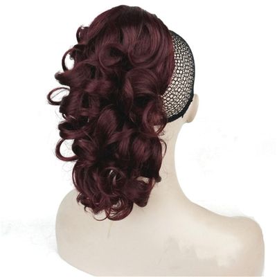 12" Curly Synthetic Clip In Claw Ponytailtail Hair Extension Synthetic Hairpiece 99T Dark Maroon Red 12inches