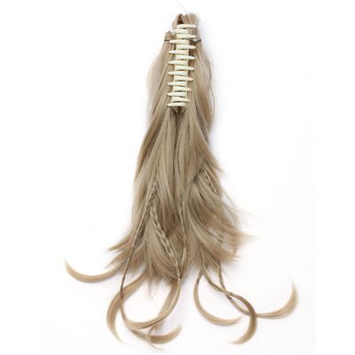12" Synthetic Hair Braids Claw On Ponytailtail Clip In On Hair Extensions Hair Ponytailtail Hairpieces ash blonde 12inches
