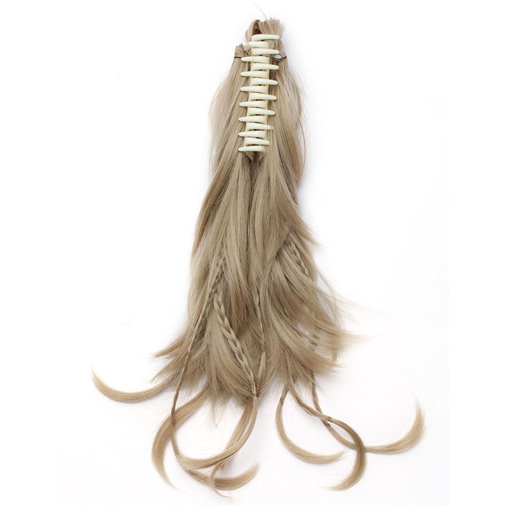 12" Synthetic Hair Braids Claw On Ponytailtail Clip In On Hair Extensions Hair Ponytailtail Hairpieces ash blonde 12inches