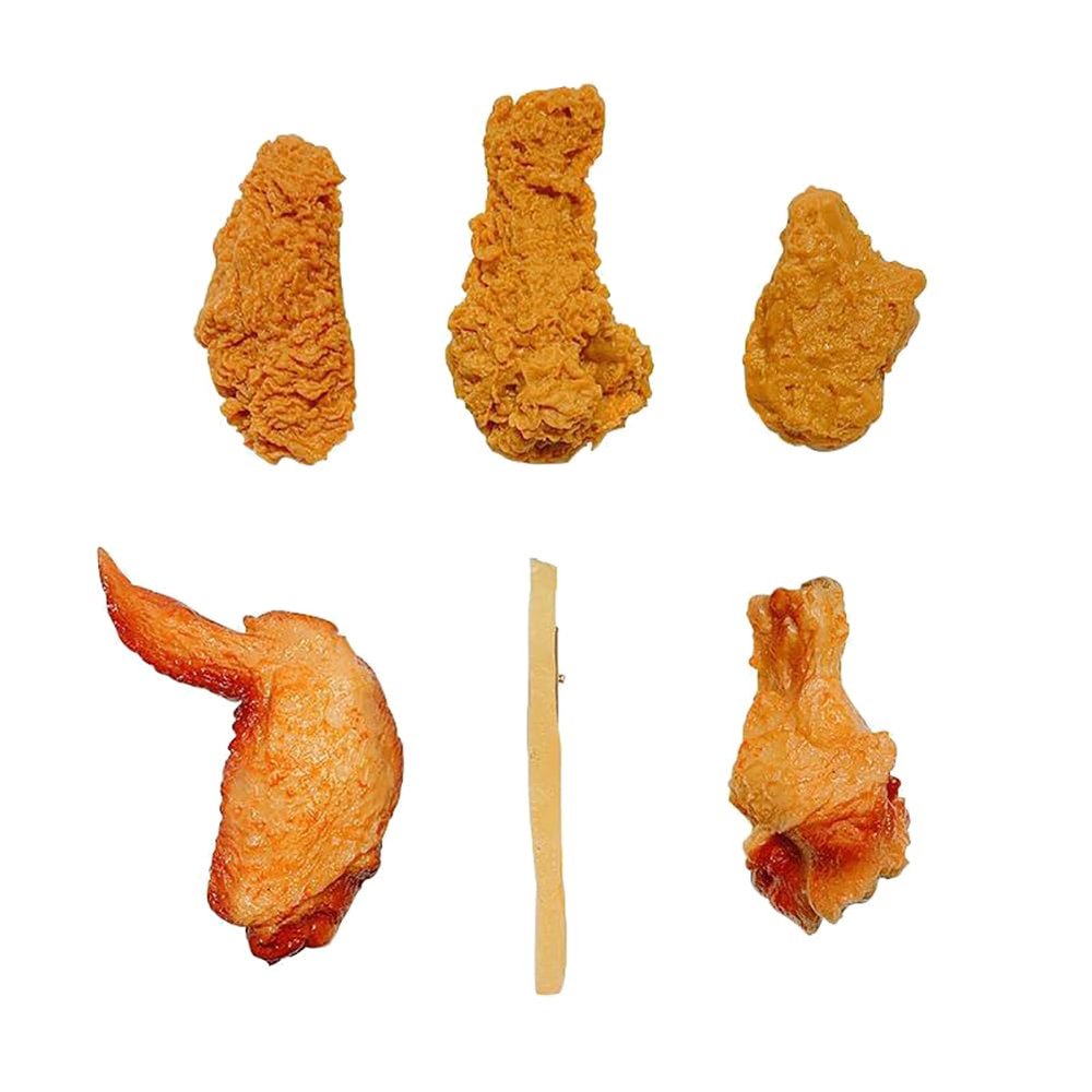 Funny Food Hair Clips Realistic Fried Chicken Wing Leg Hair Barrette French Fries Drumsticks Hairpins Photograph Props 5 PCS