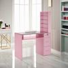 BarberPub Manicure Table with Drawers, Storage Shelves Spa Beauty Salon Station Nail Desk 2673 (Pink) view 2