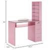 BarberPub Manicure Table with Drawers, Storage Shelves Spa Beauty Salon Station Nail Desk 2673 (Pink) view 3