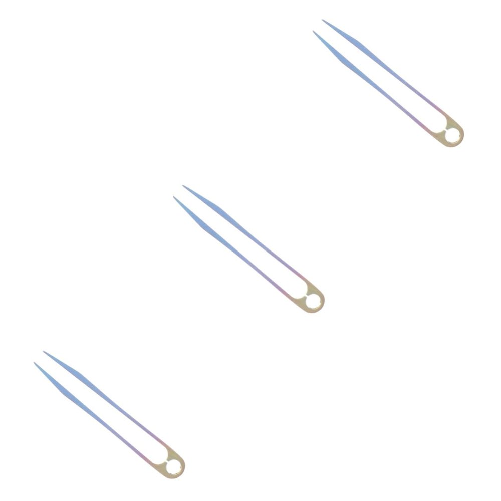 DOITOOL 3pcs Titanium Camping Tweezers Keychain Mini Tool Slanted Tweezers Outdoor Accessory