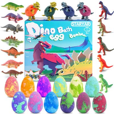 Bath Bombs for Kids with Surprise Toys Inside - 16 Pack Organic Dinosaur Bath Bombs Gift Set, Dinosaur Toys for Kid 3 4 5 6 7 8 9 Years, Bubble Bath Toys, Valentines Day Gifts for Kids, Birthday Gifts