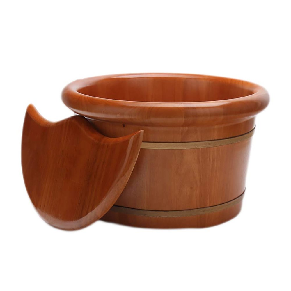 Foot Massager Spa Adult Oak Foot Bath Barrel Foot Bath Wooden Foot Basin Pedicure Bowl Spa Massage Family Health Care Gifts 26 Cm