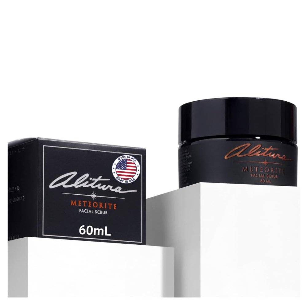 Alitura Meteorite Scrub  Exfoliating Face & Body Scrub with Pearl Powder & Bamboo Stem Cells  Brightening & Anti-Aging Exfoliant for Dead Skin, Dark Spots, and Fine Lines  For Men & Women, 60ml