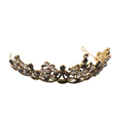 Beavorty 1pc Baroque Crystal Crown Classic Rhinestone Queen Hair Accessory for Weddings and Parties Retro Black Design Stunning Engagement Tiara Elegant Bridal Headpiece