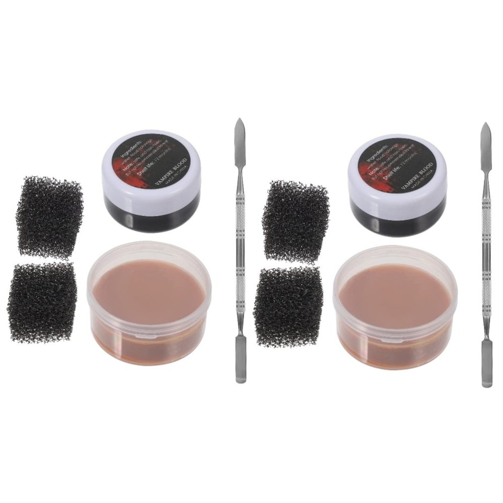 Beaupretty 2sets Realistic Wound Effects Makeup Wax Scab Blood Halloween Scar Makeup Kit