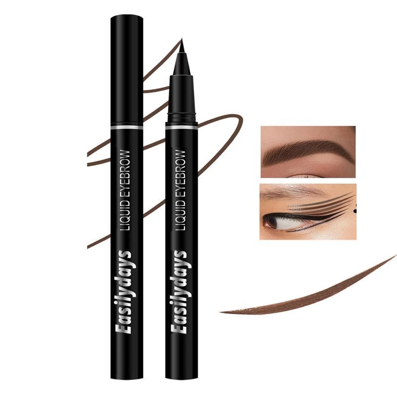 Easilydays Ultra-Fine Felt-Tip Liquid Eyeliner Pen, Waterproof 5 Colors Wild Water Eyebrow Pencil, Highly Pigmented Intense Color, Glides on Smoothly, Longlasting Smudge-Proof Women Eye Makeup (02)