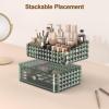 Rosoenvi Makeup Organizer for Vanity, Stackable Cosmetics Organizer and Storage, Cosmetic Display Cases with 1 Drawers and 1 Tray for Makeup Brush, Hair Accessories, Lipstick and Jewelry, Green view 2