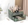Rosoenvi Makeup Organizer for Vanity, Stackable Cosmetics Organizer and Storage, Cosmetic Display Cases with 1 Drawers and 1 Tray for Makeup Brush, Hair Accessories, Lipstick and Jewelry, Green view 3