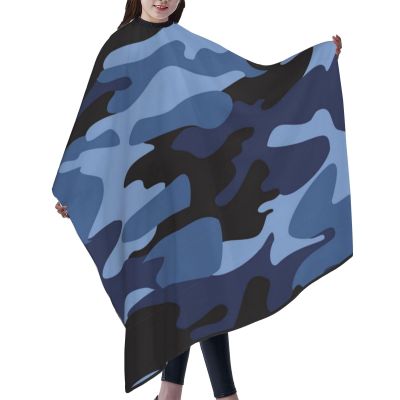 Navy Blue Camouflage Haircut Cape Hair Cutting Salon Apron 55 X 66 Inch, Waterproof Adjustable Snap Hair Dressing Gown Cape, Charming Haircut Barber Gown for Adults