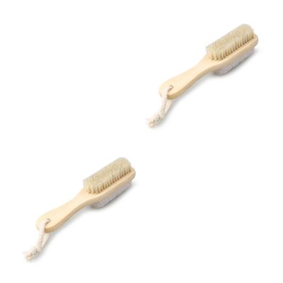 Alipis 2pcs Natural Boar Bristle Foot Brush Wooden Handle Pedicure Tool Scrub Brush