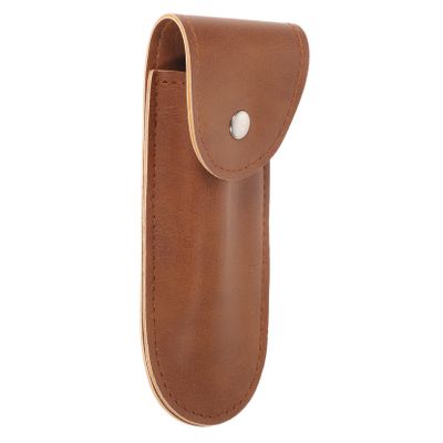 Healifty Pu Leather Razor Cover for Men Travel Razor Protector Case Compact Shaver Carrying Bag Durable Stylish Skin Brown Leather Shaving Accessory