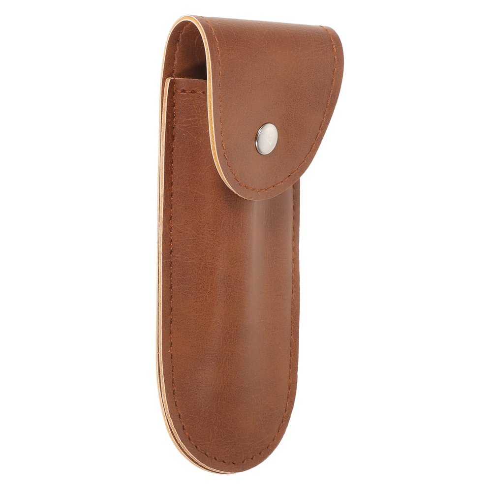 Healifty Pu Leather Razor Cover for Men Travel Razor Protector Case Compact Shaver Carrying Bag Durable Stylish Skin Brown Leather Shaving Accessory