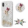STENES Sparkle Case Compatible with Samsung Galaxy Z Fold 2 5G Case - Stylish - 3D Handmade Bling Butterfly Floral Rhinestone Crystal Diamond Design Girls Women Cover - Pink&Red view 2