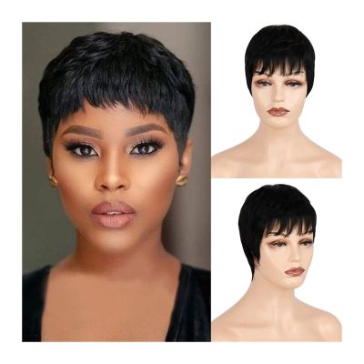GRFIT Wigs Pixie Cut Wig for Women Short Layered Straight Wig with Bangs Fashion Natural Heat Resistant Synthetic Wig for Daily Use Lace Wigs (Color : 003, Size : 6inches)