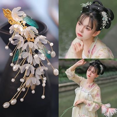 2 Pieces Chinese Hair Sticks,Chinese Hanfu Hair Pins Earrings Set,Long Tassel Hair Pins,Hair Sticks,Classical Style Handmade Hair Accessories